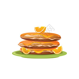 煎饼与橙色果酱现实矢量它制作图案图片