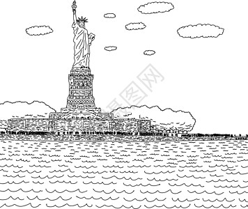 纽约港矢量图 s 岛上的自由女神像图片