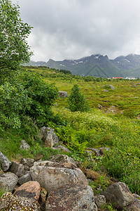 有着草原 山地和宫殿的美丽的扫描性风景景观绿色村庄场景风暴房子天空建筑小屋旅行田园图片