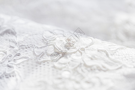 带纽扣的蕾丝真丝面料 婚礼刺绣礼服细节 选择性焦点装饰品白色婚姻丝绸裙子织物图片