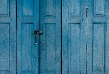 特写的蓝色木门 复古前门抽象背景图片