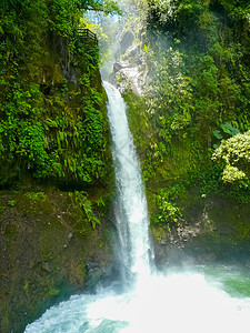 拉巴斯瀑瀑布花园自然公园溪流山脉树木丛林热带国家旅行公园植物荒野图片