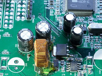 印刷电路板上的电子构件电脑芯片母板硬件筹码宏观电气科学半导体电子产品图片