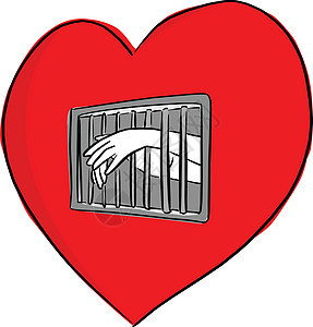 红色心形矢量图监狱中人的手图片