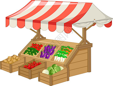 布朗木食品水果和蔬菜摊位卡通图片