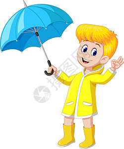 黄色雨衣卡通女孩图片