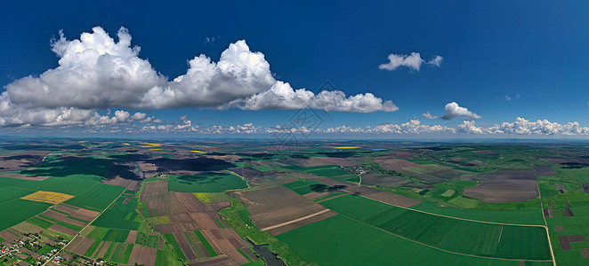 农田的空中观察生长天线地球培育地平线鸟瞰图场地全景栽培农业图片