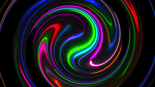 计算机生成的抽象扭曲背景 霓虹色线的 3D 渲染圆形合并旋风踪迹螺旋气旋魔法线条曲线活力速度漏斗图片