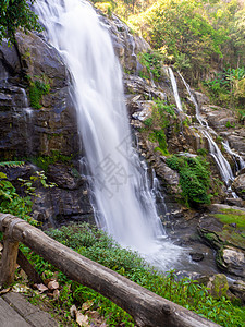 瀑布绿林森林河流地貌苔藓荒野丛林风景环境石头墙纸木头场景公园图片