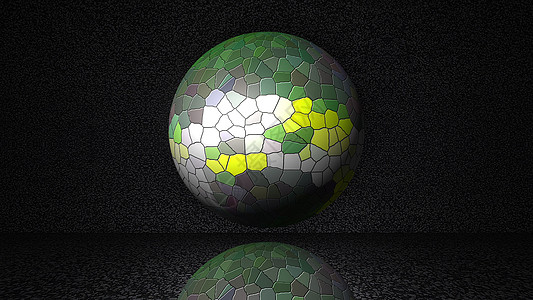 抽象背景上马赛克的魔球 反射低于计算机生成的 3D 渲染装饰品彩虹玻璃圆形阴影工艺电脑艺术拼图魔法图片