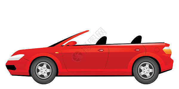 红色敞篷车卡通矢量图 没有屋顶平面颜色对象的时尚夏季汽车 时尚的深红色汽车侧视图 孤立在白色背景上的豪华私人车辆图片