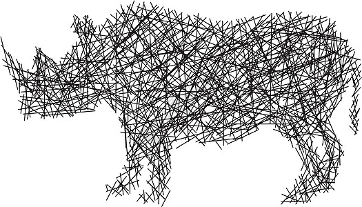 带有凌乱直线矢量怡乐思的剪影犀牛插图涂鸦明信片动物园公园力量哺乳动物生物海报动物群图片