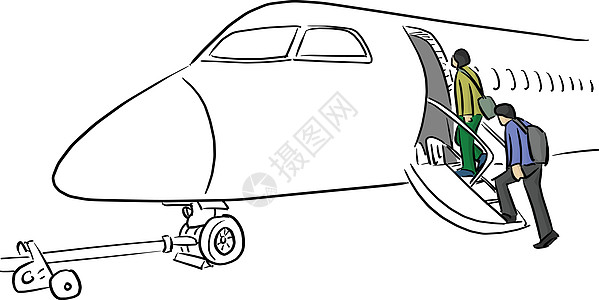 走在飞机梯子上的人矢量图 sketc图片