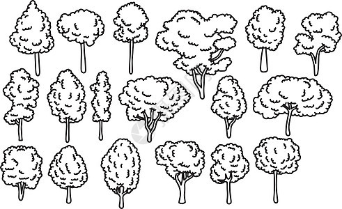 各种树集矢量图素描涂鸦汉图片