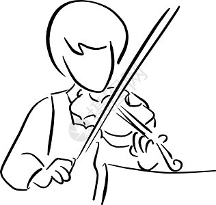 拉小提琴的女孩矢量图素描涂鸦手绘图片