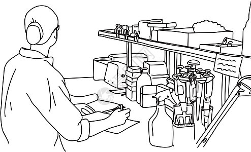 在实验室工作的年轻女子矢量图 sketc图片