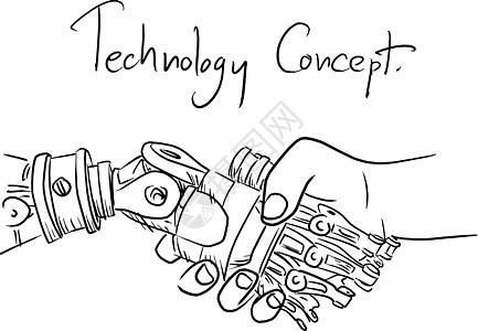 人工智能机器人握手矢量图 ske图片