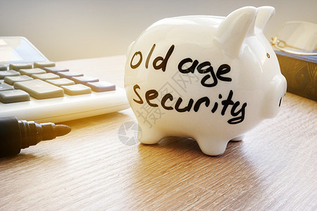 老年保障组织(OAS)写在小猪银行的一边图片