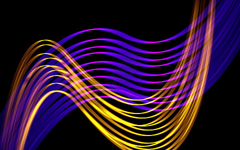 波浪黑色背景下的彩色长曝光光绘及其上的一些衬里设计平行线金子蓝色运动金属活力速度海浪线条照片图片