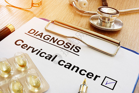 用剪贴板诊断子宫颈癌 肿瘤学概念图片