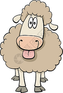有趣的卡通羊农场动物特征剪贴画卡通片漫画吉祥物国家家畜绘画农村羊毛微笑背景图片