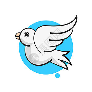 鸽子标志模板矢量图为您的设计宗教绘画翅膀婚礼蓝色航班标识羽毛自由卡通片图片