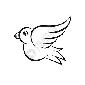 鸽子标志模板矢量图为您的设计翅膀绘画野生动物天空自由标识羽毛婚礼卡通片蓝色图片