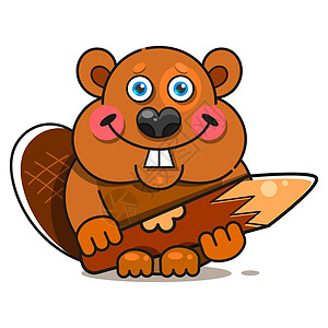 平面样式的海狸 插图 微笑吉祥物动物森林旗帜松鼠麋鹿老鼠动物群孩子卡通片图片