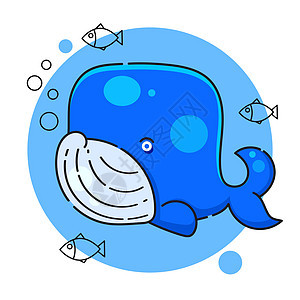 蓝鲸-水彩手绘矢量疼痛图片