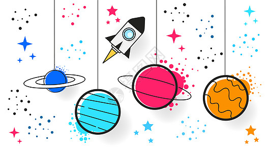太空银河星座印花可用于生肖星瑜伽马墙纸飞船天文学插图科学卡通片外星人星星地球艺术图片