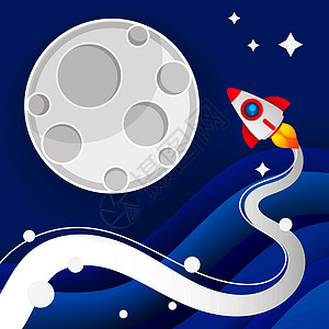 您的 web 设计的月球着陆外层空间插图旗帜科学天空海报标识宇宙月亮辉光行星艺术图片