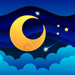 厚厚的云层夜景夜空美丽的风景 Vecto月光场景墙纸星星天气全景艺术森林卡通片天文学图片
