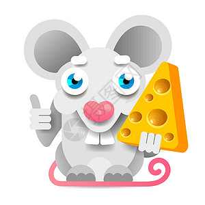 滑稽可爱的老鼠站着拿着奶酪矢量 白老鼠动物哺乳动物乐趣快乐十二生肖绘画庆典害虫宠物艺术图片