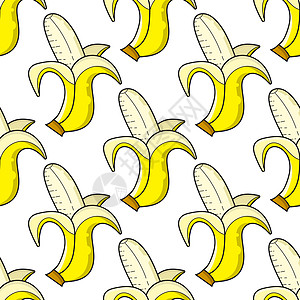 矢量无缝香蕉图案 插图 适用于贺卡海报或 T 恤印刷植物营养甜点饮食食物艺术热带墙纸打印织物图片