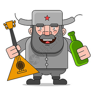 适合贺卡海报或 T 恤印刷的俄罗斯人文化动物歌手横幅传统国家乐趣歌曲戏服民间背景图片