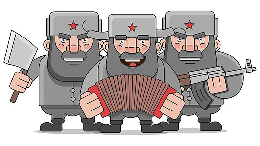 适合贺卡海报或 T 恤印刷的俄罗斯人插图横幅音乐手风琴乐趣地标戏服教会旅行旅游歌手图片