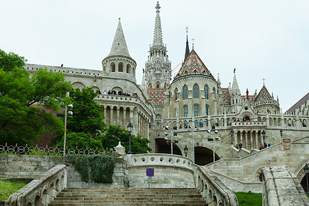 匈牙利布达佩斯 渔业员巴斯托Bastion城堡游客城市旅游教会纪念碑渔民堡垒首都文化图片