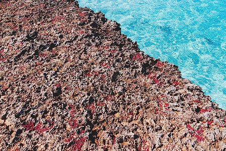 古巴瓦拉代罗 火山潮湿海岸与加勒比海 石质图案图片