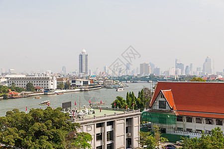 曼谷 全景观望 泰国的焦普拉亚河摩天大楼旅游城市地标景观地平线寺庙天线宗教车辆图片