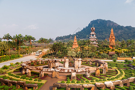 泰国巴塔亚Pattaya的Nong Nooch热带花园场地雕塑天堂草地观光寺庙棕榈旅行公园地标图片