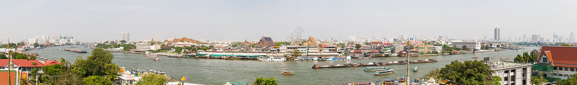 曼谷 大片全景观望 在泰国的Chao Phraya河地平线宝塔观光摩天大楼建筑旅行地标景观城市寺庙图片