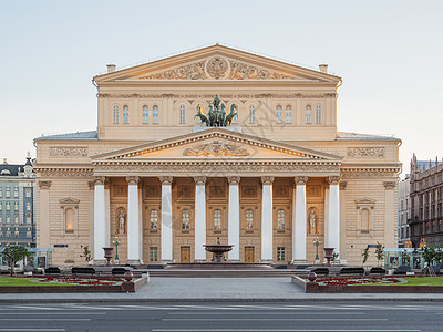 古老的有名的博尔肖伊剧院建筑 在俄罗斯莫斯科的里程碑雕塑文化剧院雕像地标旅游喷泉柱子旅行历史性图片