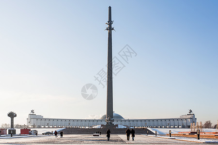 莫斯科的胜利公园 专用于纪念19411945年第二次世界大战 日落冬日 俄罗斯雕像城市晴天首都地标正方形观光公园纪念碑记忆图片