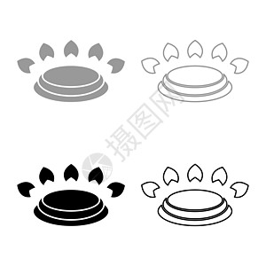 燃气燃烧器炉灶符号类型烹饪表面标志用具目的地面板图标轮廓设置黑色灰色矢量插图平面样式 imag图片