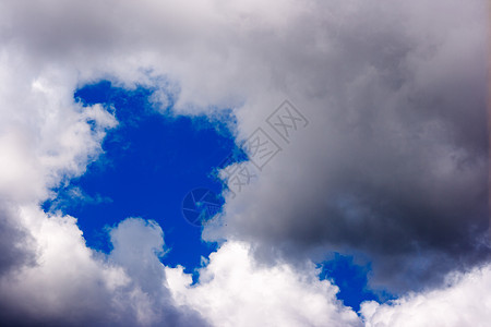 美丽的夏日蓝天上浓密的白云天堂晴天气象场景气氛天气阳光空气环境蓝色背景图片