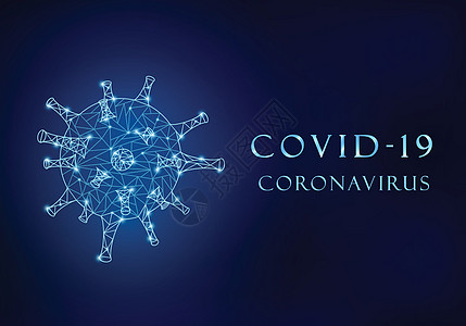 来自多边形网格的 Covid19 病毒分子技术流感微生物学插图网络科学蓝色疾病传染性商业图片