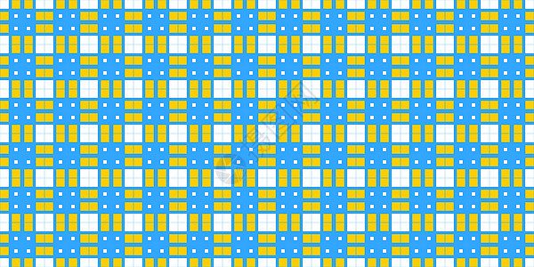 蓝色黄色细胞检查背景 无缝方格的野餐桌布纹理 经典格子几何格子背景图片