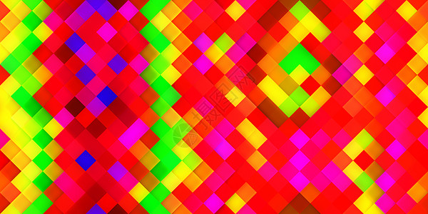 黄色几何黄色红色绿色无缝明亮方形背景 五颜六色的马赛克网格灯纹理 美丽的现代几何平面设计背景