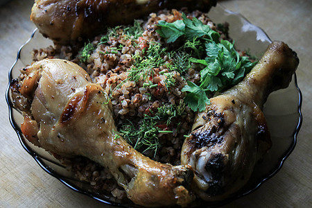 带肉的巴克热加肉美食蔬菜营养烹饪桌子食物早餐菜单碎粒稀饭图片