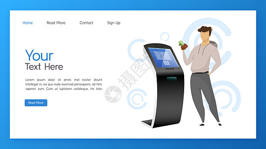 银行终端登陆页面矢量模板 带有平面插图的现金操作网站界面理念 自动柜员机主页布局 自订亭 web 横幅卡通概念图片